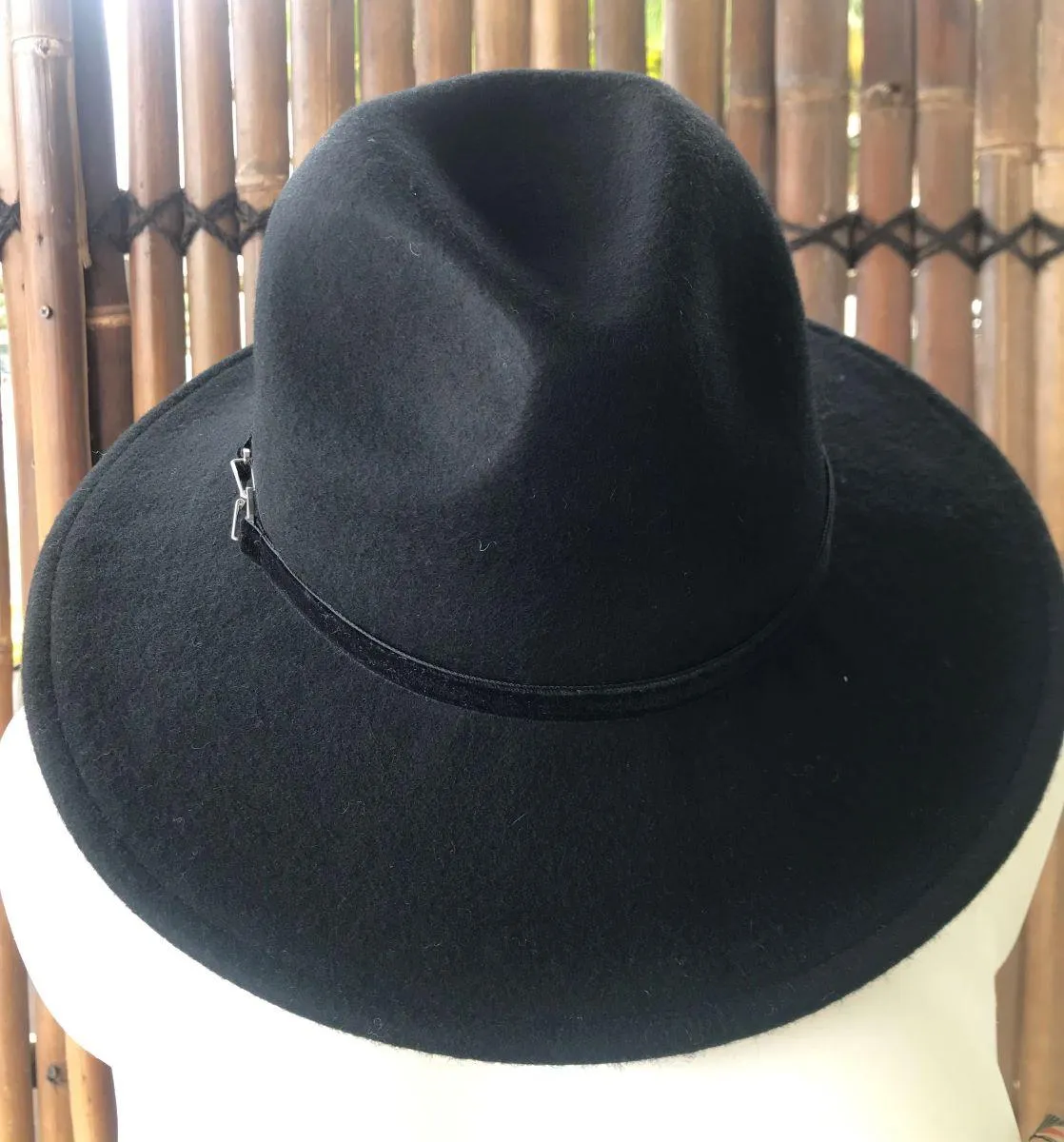 Sundaise SWH55 Rhianna Firm Edge Wool Felt Panama Hat - Black