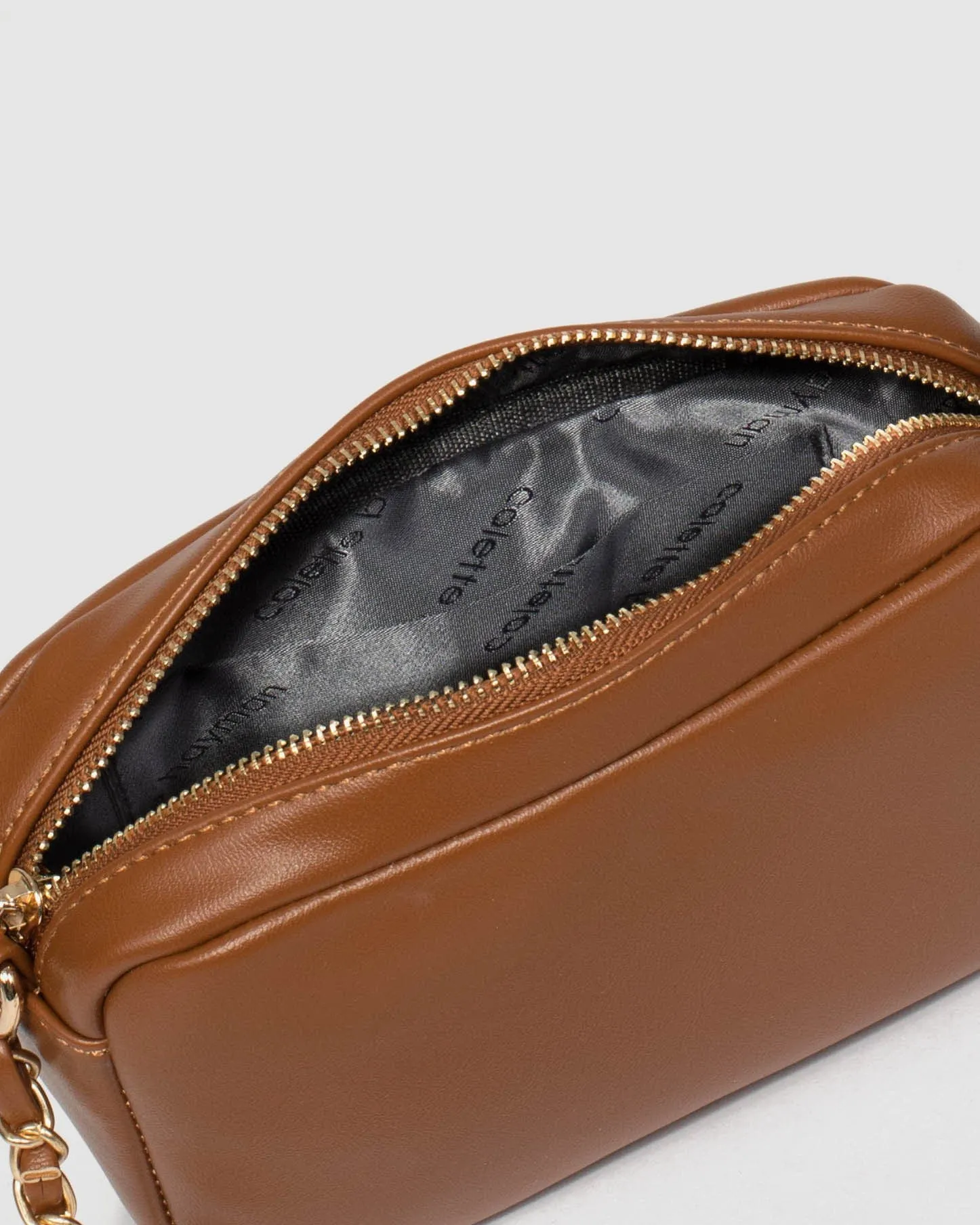 Tan Charm Quilt Crossbody Bag