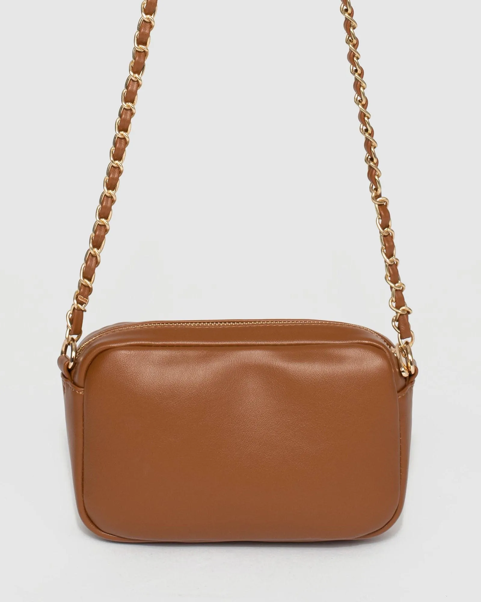 Tan Charm Quilt Crossbody Bag