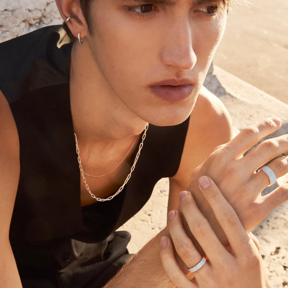 Textured Boyfriend Ring in Silver