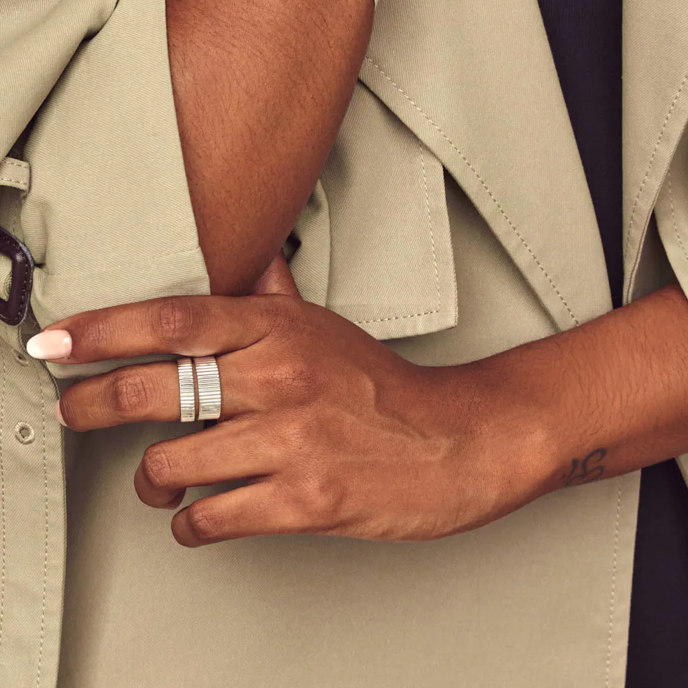 Textured Boyfriend Ring in Silver