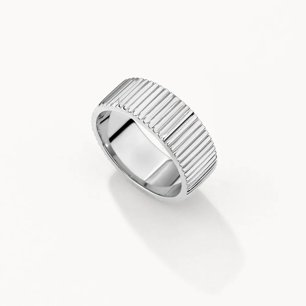 Textured Boyfriend Ring in Silver