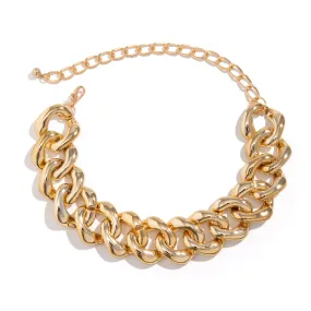 Trendy Hip-hop Thick Chain Necklace with Exaggerated Square Button