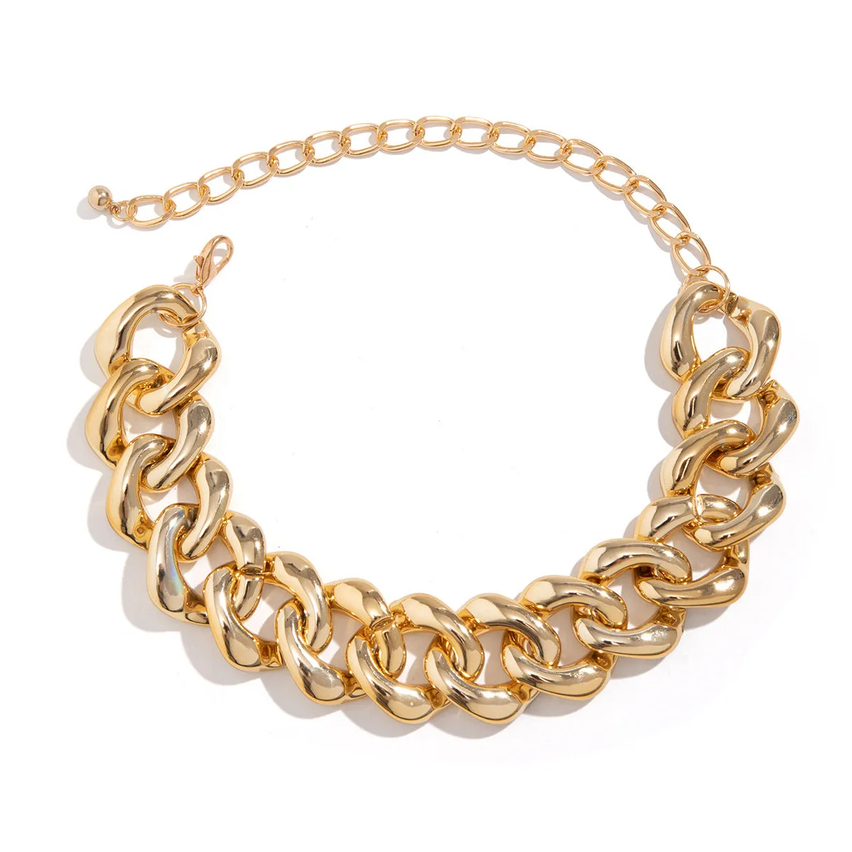 Trendy Hip-hop Thick Chain Necklace with Exaggerated Square Button