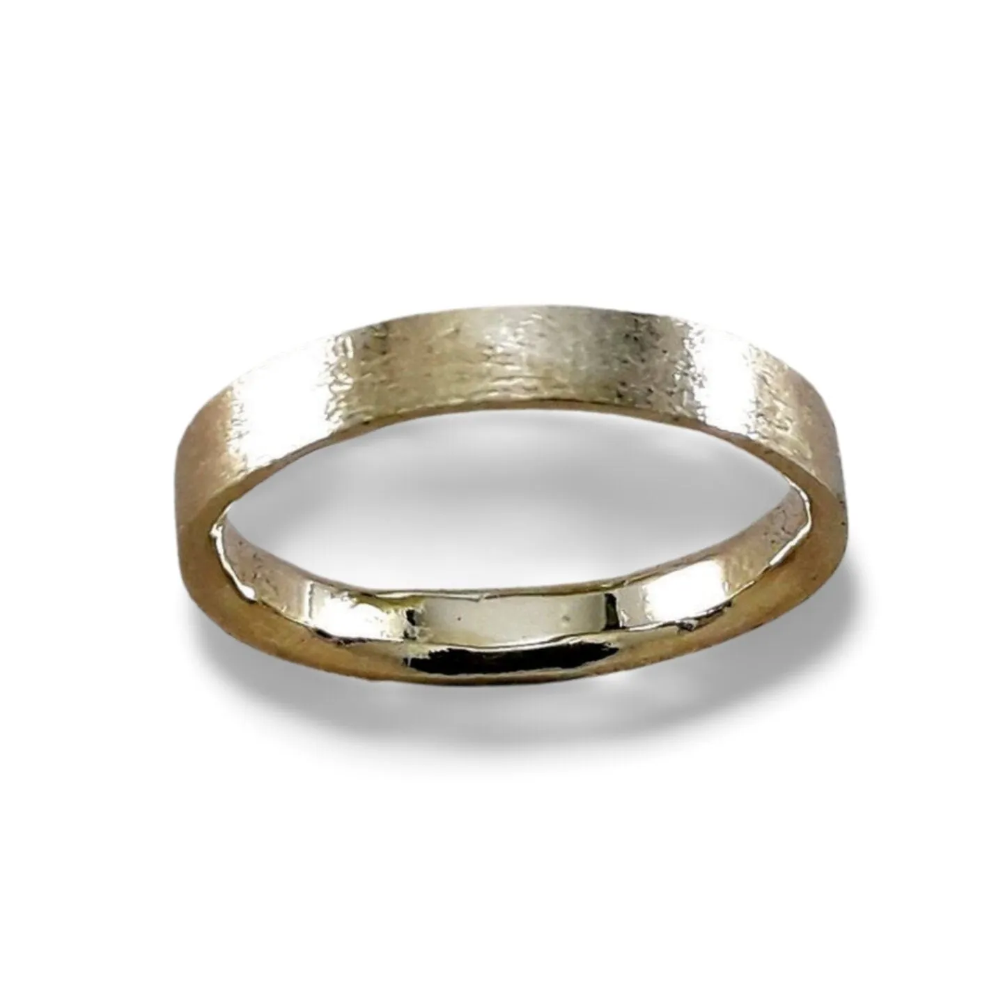 Unique  Wedding Band Solid 14 Karat Yellow Gold Special Brush Finish