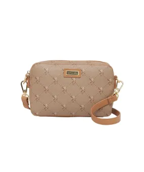 US POLO ASSN. WOMEN HAMPTON HORIZ.CROSSBODY PRINTED IN TAN