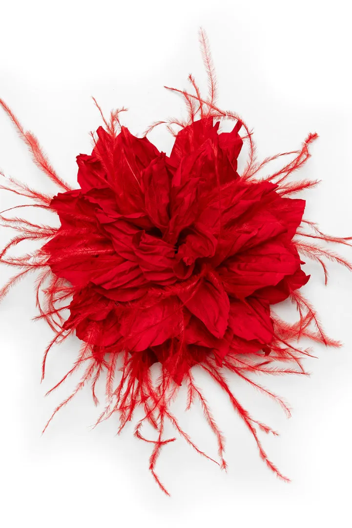 Xenia flower brooch with feathers
