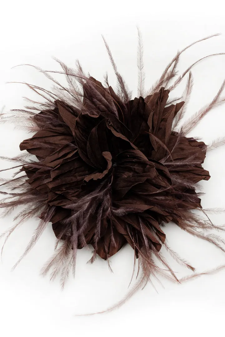 Xenia flower brooch with feathers
