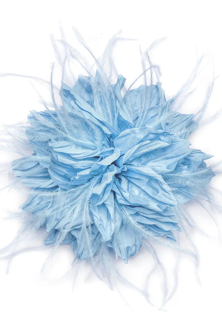 Xenia flower brooch with feathers