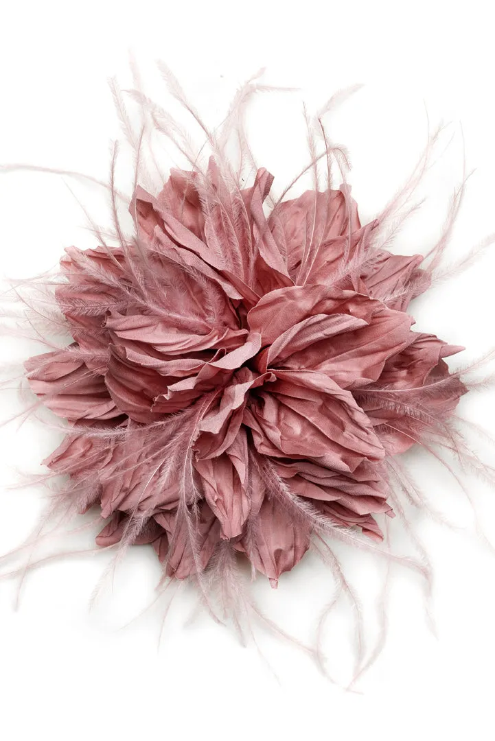 Xenia flower brooch with feathers
