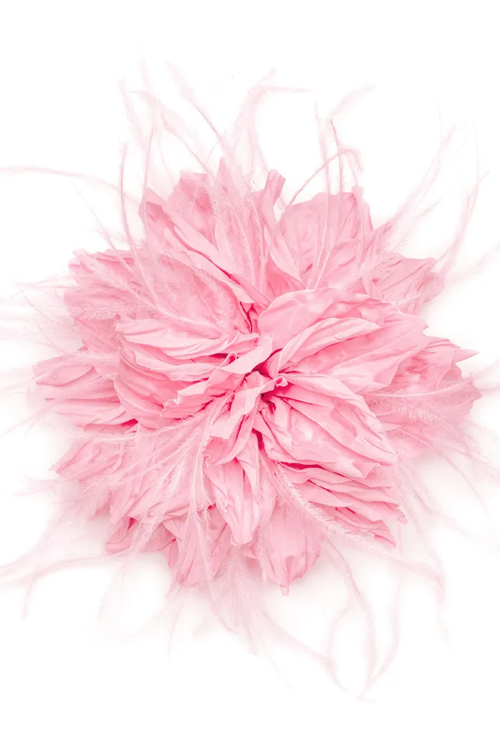 Xenia flower brooch with feathers